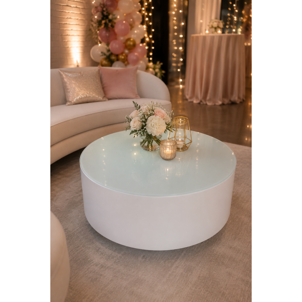 Glass topped coffee table