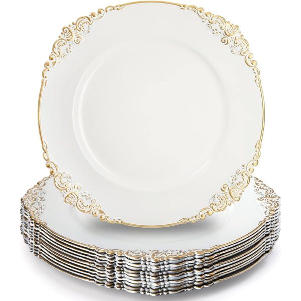 Baroque White Antique Decorative Rim Charger Plate