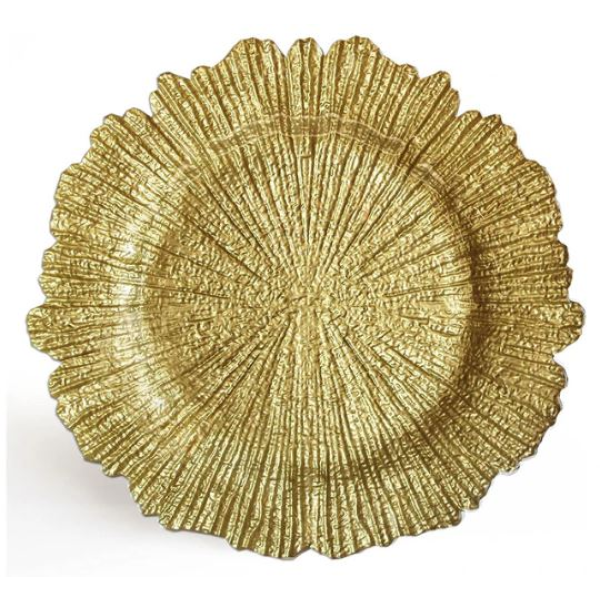 textured gold reef charger plate