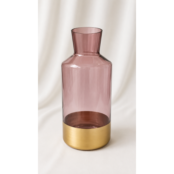 Pink Glass Vase with Gold Base