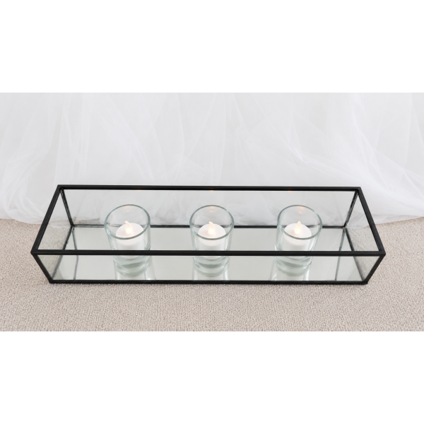 Glass and mirror candle holder