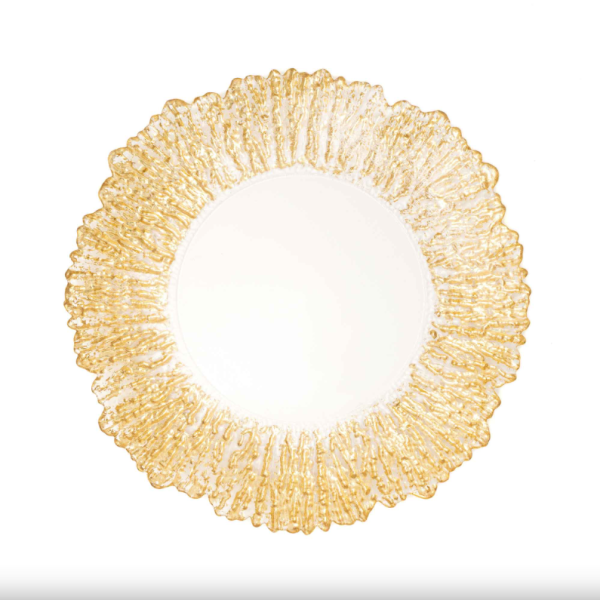 Clear Gold Reef Glass Charger Plates