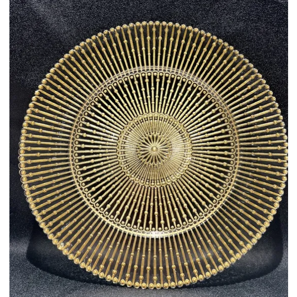 Glass Charger Plate Sunlight Rays Gold
